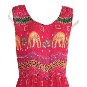 Boho Elephant Print Dress Size Large Vintage